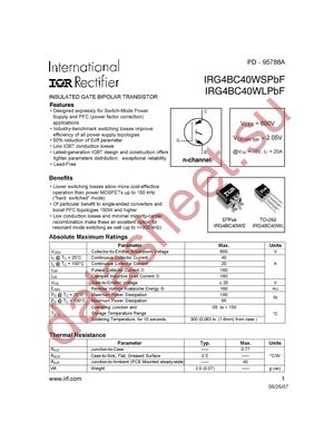 IRG4BC40W-SPBF datasheet  